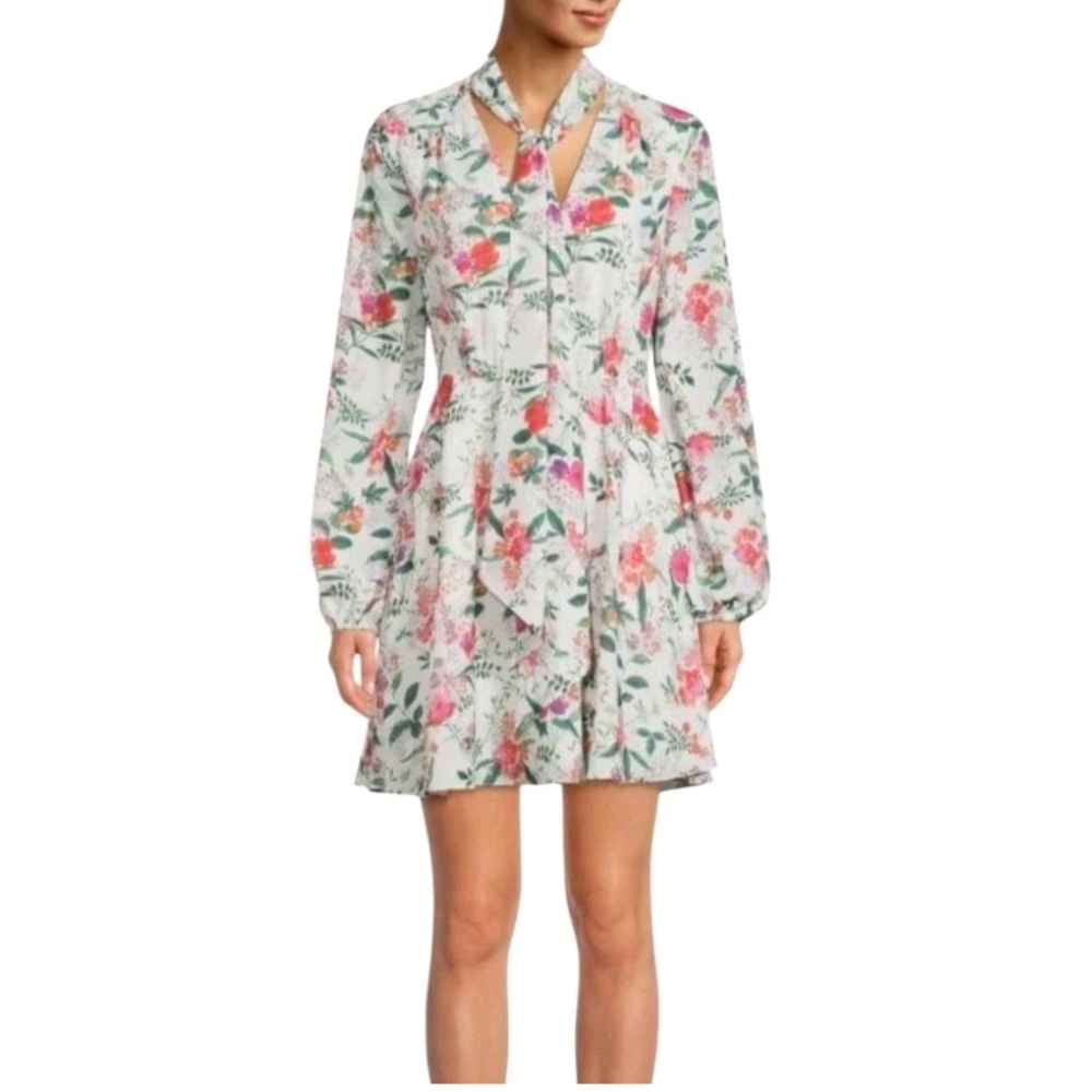 NWT Ted Baker Metropolis White Tie Neck Midi Loose Shift Dress Ted Size 5/US 12
